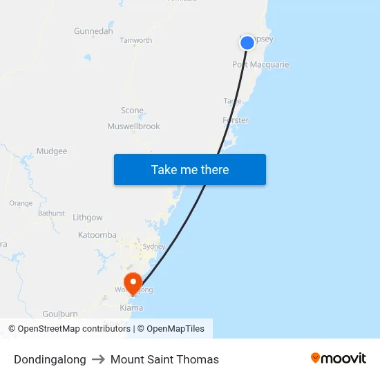 Dondingalong to Mount Saint Thomas map