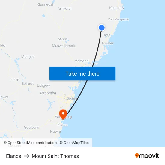 Elands to Mount Saint Thomas map