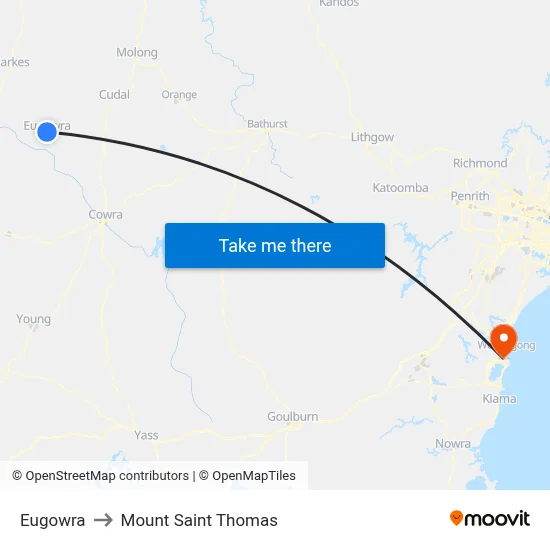 Eugowra to Mount Saint Thomas map