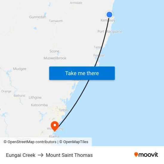 Eungai Creek to Mount Saint Thomas map