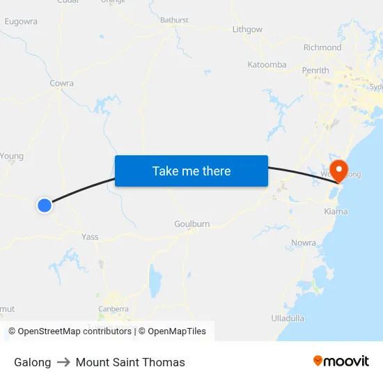 Galong to Mount Saint Thomas map