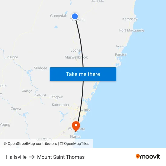 Hallsville to Mount Saint Thomas map
