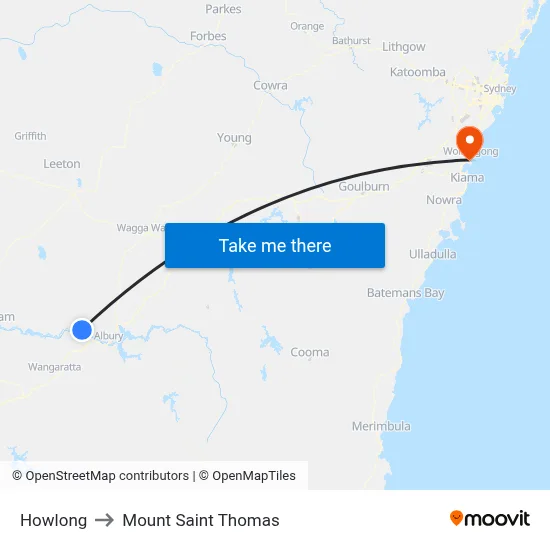 Howlong to Mount Saint Thomas map