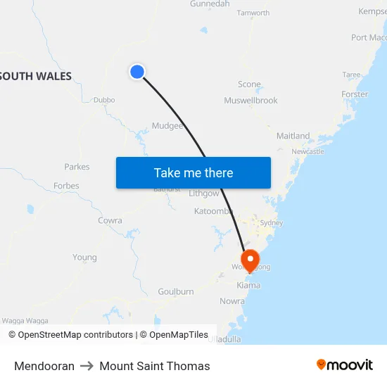 Mendooran to Mount Saint Thomas map