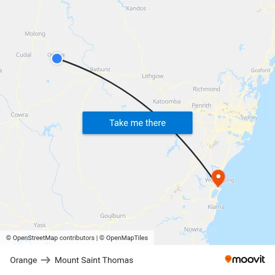 Orange to Mount Saint Thomas map