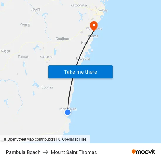Pambula Beach to Mount Saint Thomas map
