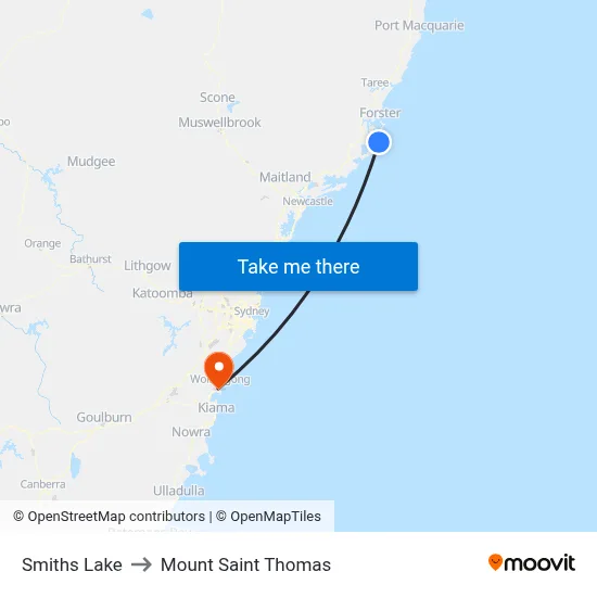 Smiths Lake to Mount Saint Thomas map