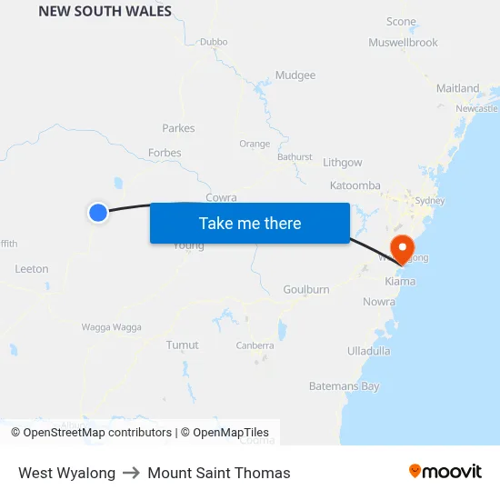 West Wyalong to Mount Saint Thomas map