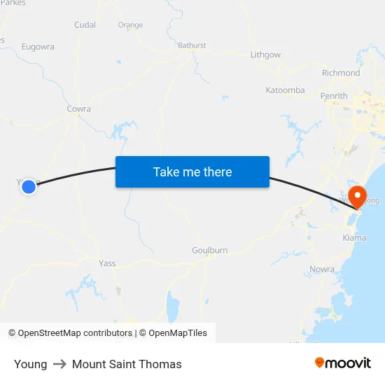 Young to Mount Saint Thomas map