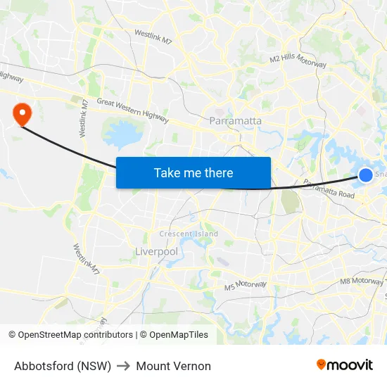 Abbotsford (NSW) to Mount Vernon map