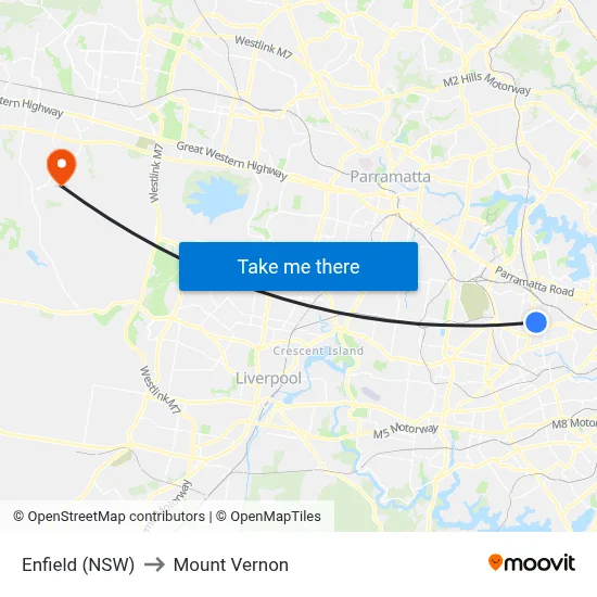 Enfield (NSW) to Mount Vernon map