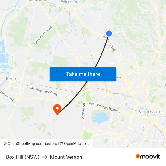 Box Hill (NSW) to Mount Vernon map