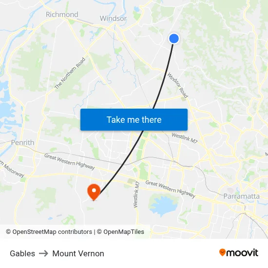 Gables to Mount Vernon map