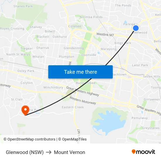 Glenwood (NSW) to Mount Vernon map
