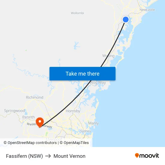 Fassifern (NSW) to Mount Vernon map