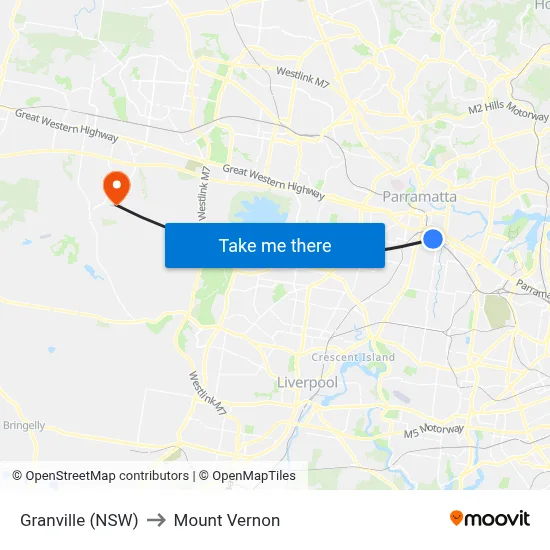 Granville (NSW) to Mount Vernon map