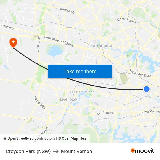 Croydon Park (NSW) to Mount Vernon map