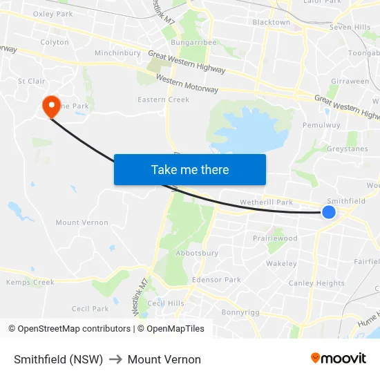 Smithfield (NSW) to Mount Vernon map