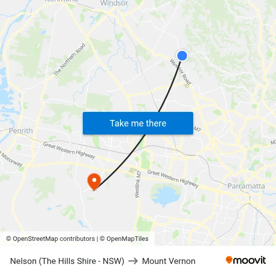 Nelson (The Hills Shire - NSW) to Mount Vernon map