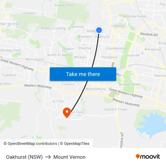 Oakhurst (NSW) to Mount Vernon map