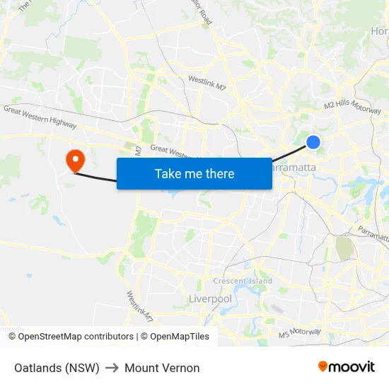 Oatlands (NSW) to Mount Vernon map