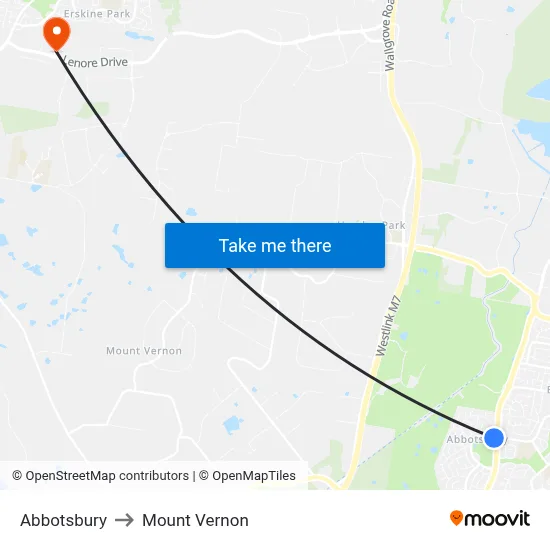 Abbotsbury to Mount Vernon map