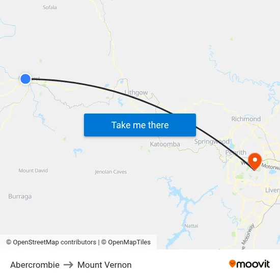 Abercrombie to Mount Vernon map