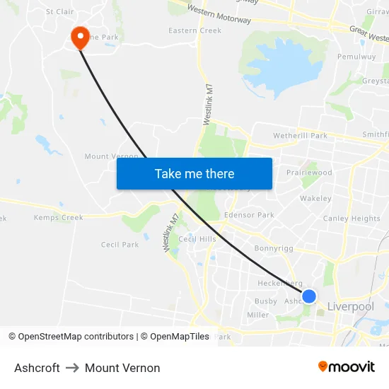 Ashcroft to Mount Vernon map