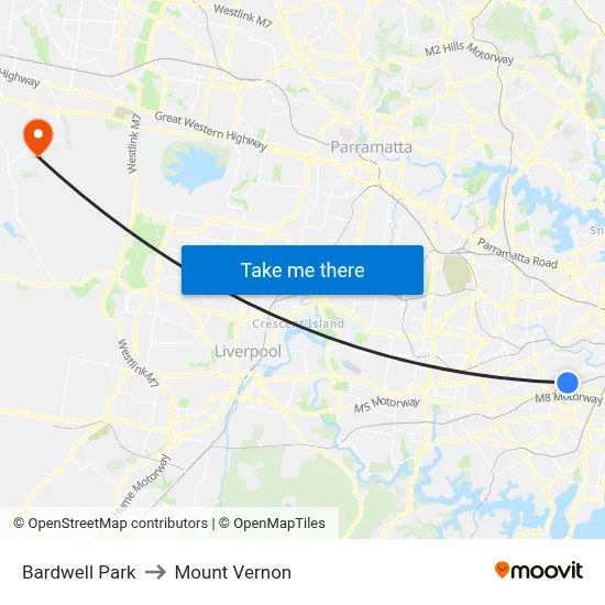 Bardwell Park to Mount Vernon map