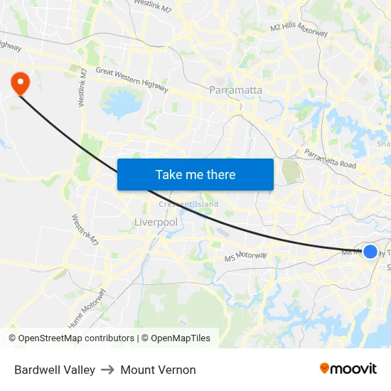 Bardwell Valley to Mount Vernon map