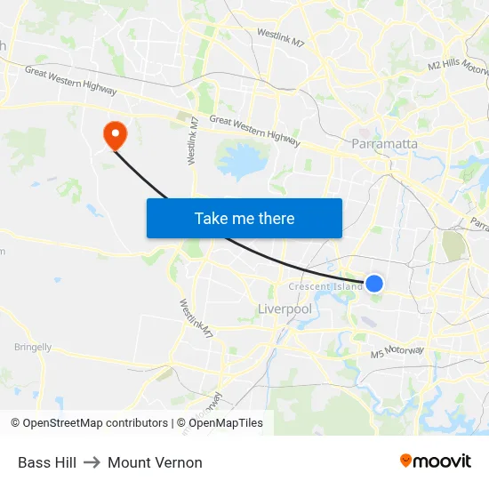 Bass Hill to Mount Vernon map