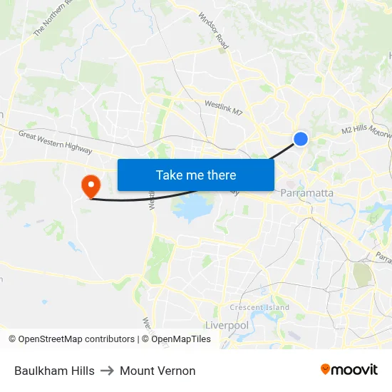 Baulkham Hills to Mount Vernon map