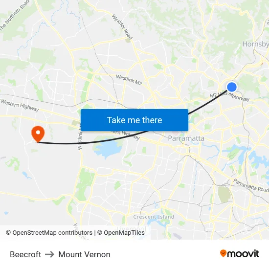 Beecroft to Mount Vernon map