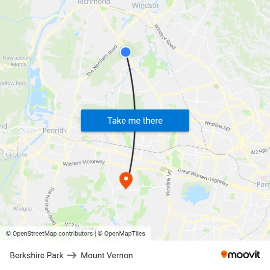 Berkshire Park to Mount Vernon map