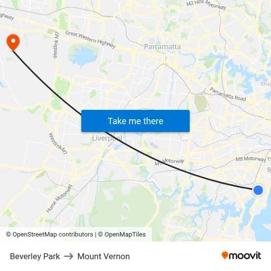 Beverley Park to Mount Vernon map
