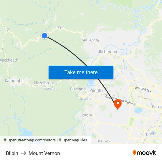 Bilpin to Mount Vernon map