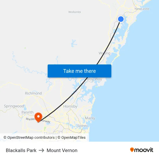 Blackalls Park to Mount Vernon map
