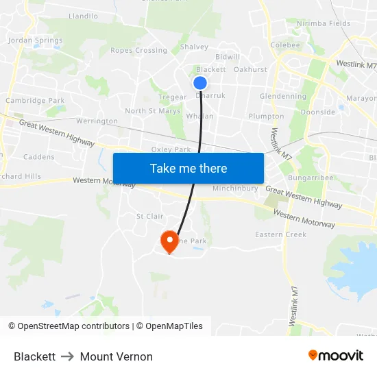 Blackett to Mount Vernon map