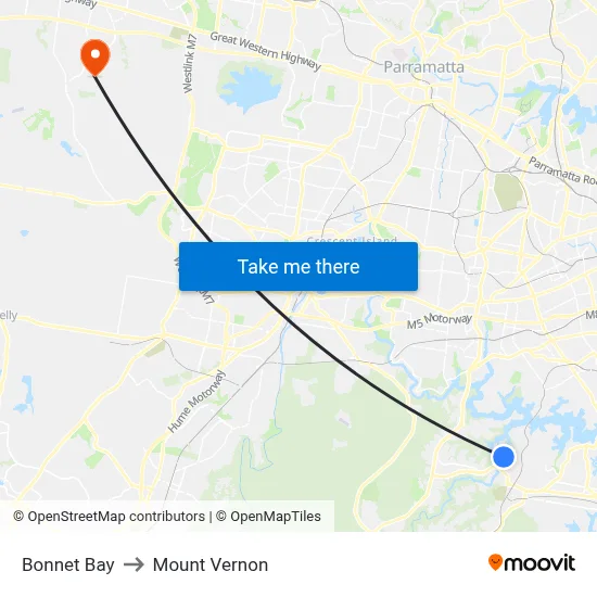 Bonnet Bay to Mount Vernon map