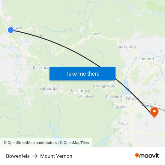 Bowenfels to Mount Vernon map