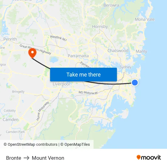 Bronte to Mount Vernon map