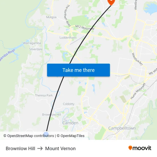 Brownlow Hill to Mount Vernon map