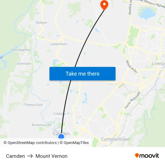 Camden to Mount Vernon map