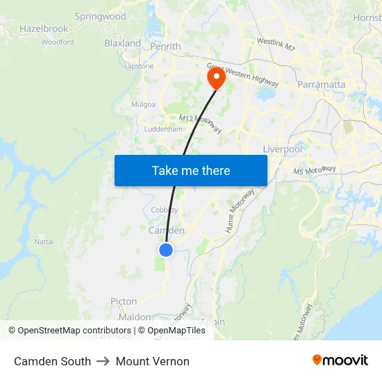 Camden South to Mount Vernon map