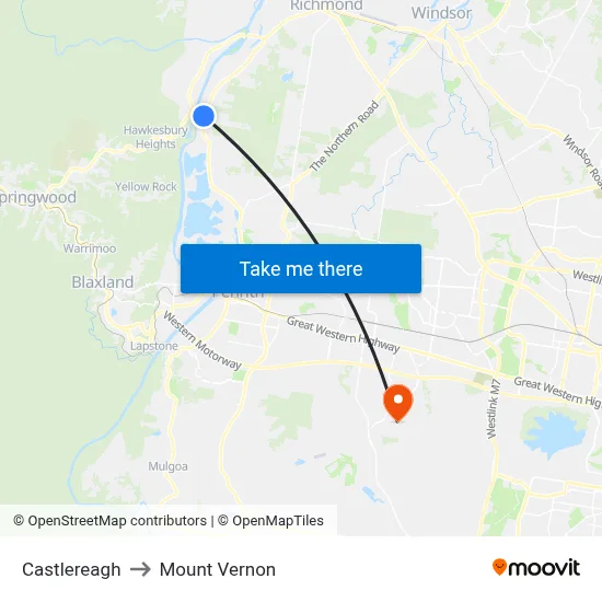 Castlereagh to Mount Vernon map