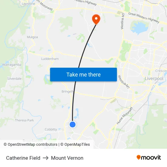 Catherine Field to Mount Vernon map
