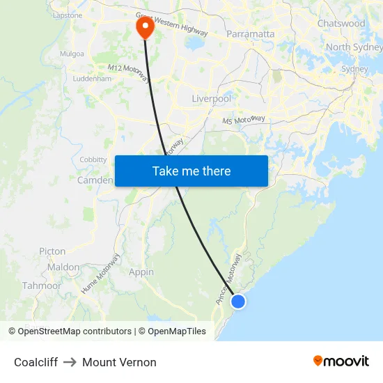 Coalcliff to Mount Vernon map