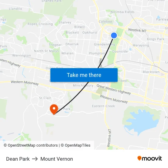 Dean Park to Mount Vernon map