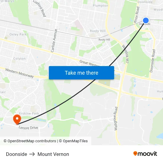 Doonside to Mount Vernon map