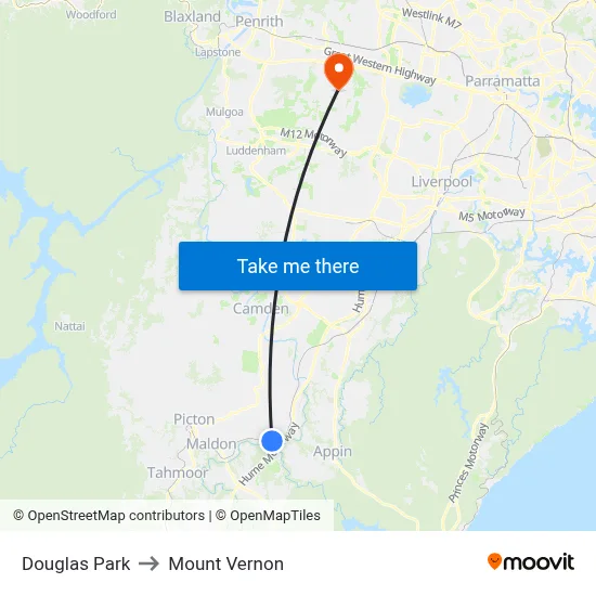 Douglas Park to Mount Vernon map
